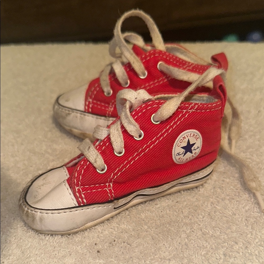 Converse Red and White High-Top Sneakers